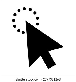 Vector graphics. Click pointer icon. Cursor Click, Hand Clicks and Load Waiting Icons. Website arrows or hand cursors tools, computer interface button. Isolated symbols. 