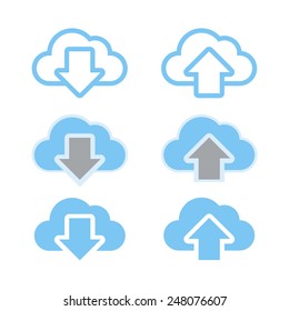 A vector graphics of cloud service (download, upload)