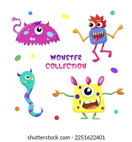 Vector graphics. Collection of monster characters. Children's characters. Set of monsters.