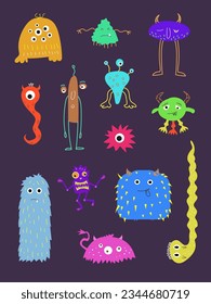 Vector graphics. Collection of monster characters. Children's characters. Set of monsters