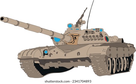 Vektorgrafiken - ein Kampffahrzeug, ein Tank, der sich auf das Feuer vorbereitet.