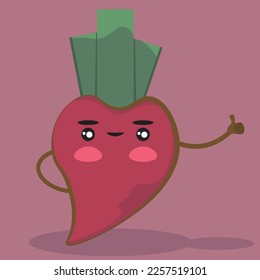Vector graphics of cute beet, cartoon
