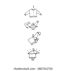 Vector graphics diagram of how to neatly hang a sweater