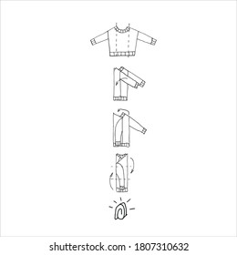 Vector graphics diagram of vertical folding of things