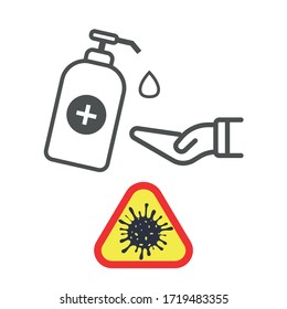 Vector graphics of disinfection, hand washing with soap.
