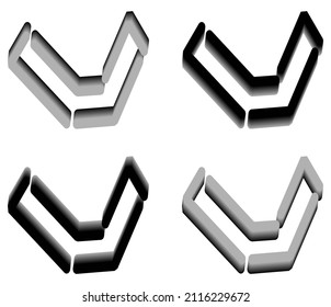 Vector graphics of elegant 3D letter V in black and gray color. Perfect for corporate, t-shirts, and so on.