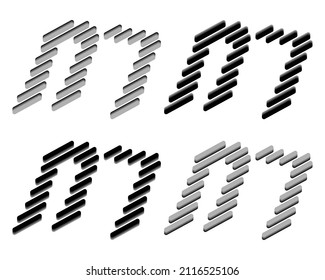 Vector graphics of elegant 3D letter M in black and gray color. Perfect for corporate, t-shirts, and so on.