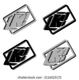 Vector graphics of elegant 3D letter K in black and gray color. Perfect for corporate, t-shirts, and so on.
