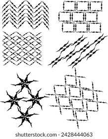 Vector graphics. Elements for creating a seamless pattern. Sharks in geometric abstract style.