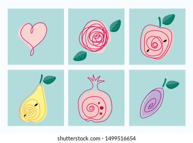 Vector graphics elements hand drawn