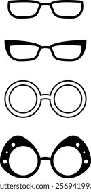 Vector Graphics EPS 8, Fashion Glasses Icon, Glasses Set Sunglasses Silhouette, Glasses Frame Icon Collection, Other Shape Frames, Vector Illustration