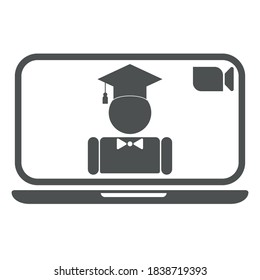 Vector graphics . EPS-10. Illustrations on the topic of training via the Internet and video communication.