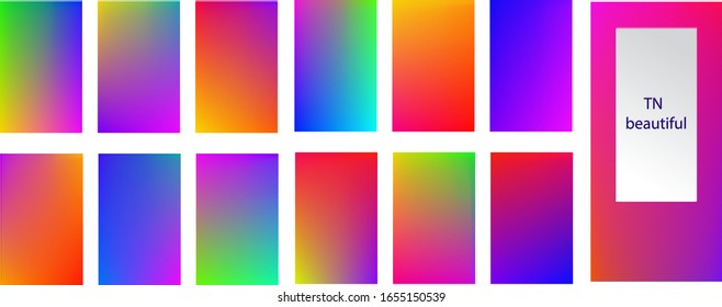 Vector graphics  EPS10  A set 13 mesh gradient backgrounds   Rainbow graphic display  Wallpaper  bright mobile app design mixing kit bright duo color template