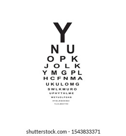 Vector graphics of eye chart test. Eye-testing medical device.