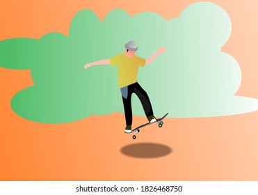 vector graphics of flat illustration of someone playing a skateboard