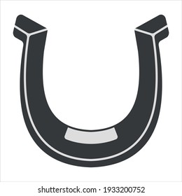 Vector graphics in flat style isolated on white background. Horse horseshoe minimalistic icon symbol of good luck and happiness, guardian from the evil eye illustration hand-drawn.