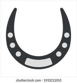 Vector graphics in flat style isolated on white background. Horse horseshoe minimalistic icon symbol of good luck and happiness, guardian from the evil eye illustration hand-drawn.