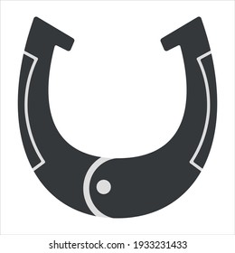 Vector graphics in flat style isolated on white background. horseshoe minimalistic icon symbol of good luck and happiness hand-drawn illustration.
