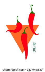 Vector graphics with fruits of cayenne peppers. Icon with hot chili peppers. Design element for condiments or sauces. Isolated silhouettes of vegetables. Spicy seasoning.