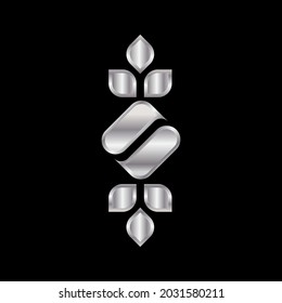 vector graphics of futuristic 3D leaves silver logo symbol. perfect for hotel or garden business company. vector illustration