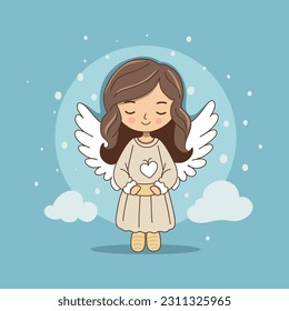 Vector graphics girl angel angel cute angel gentle color palette pastel colors
