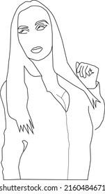 vector graphics girl model outline icon
