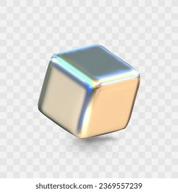 Vector graphics of glossy holographic cube