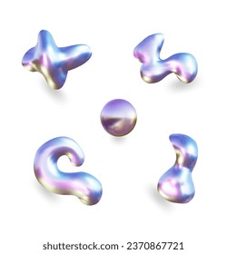 Vector graphics of glossy holographic liquid shapes 