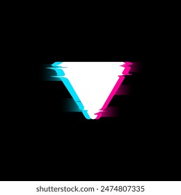 Vector graphics with a glowing triangle, creating the effect of modern digital glitch art on a black background. Ideal for creating dynamic artistic concepts.