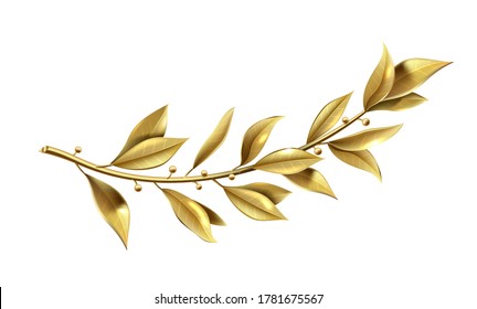 Vector graphics. Golden laurel branch is part of the winner wreath. Classic realistic template