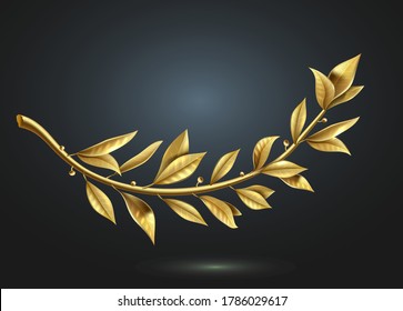 Vector graphics. Golden laurel branch is part of the winner wreath. Classic realistic template