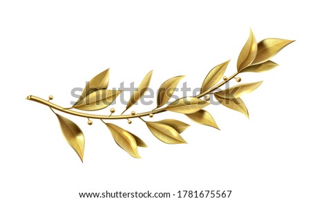 Vector graphics. Golden laurel branch is part of the winner wreath. Classic realistic template