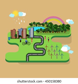 Vector graphics green city.