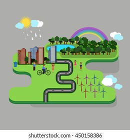 Vector graphics green city.