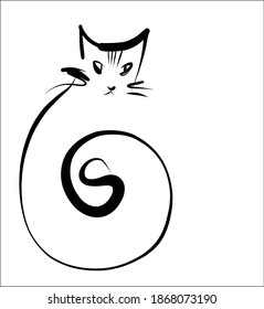 
vector graphics handmade background with the image of cats for logo design