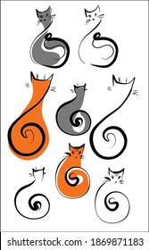 
vector graphics handmade set with the image of cats for logo design