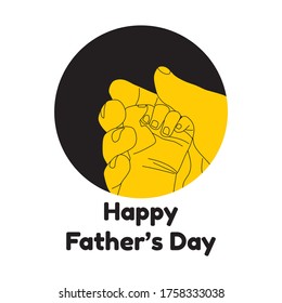 gráficos vectoriales del feliz día del padre. ilustración de la mano padre e hijo con fondo negro
