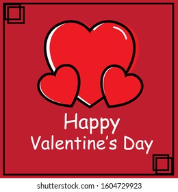 Vector graphics of happy valentine day greetings with cute Icon Love ornaments