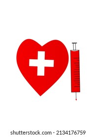 vector graphics of heart icon with syringe