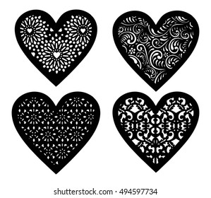 Vector Graphics of Heart with textures for Etching and Graphic Designs