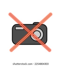 Vector graphics. The icon that prohibits photography. The camera is crossed out with two red lines.