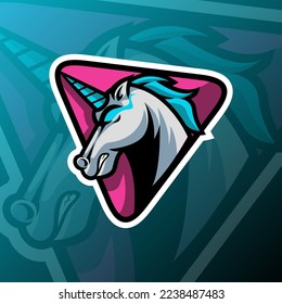 vector graphics illustration of a angry unicorn in esport logo style. perfect for game team or product logo