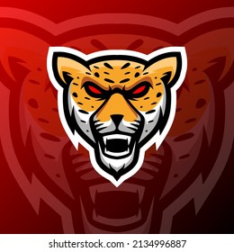 vector graphics illustration of a cheetah angry in esport logo style. perfect for game team or product logo