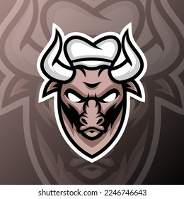 vector graphics illustration of a chef bulls in esport logo style. perfect for game team or product logo