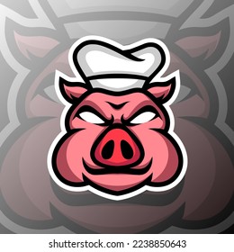 vector graphics illustration of a chef pig in esport logo style. perfect for game team or product logo