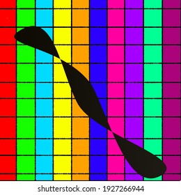 Vektorgrafik-Illustration von bunten Quadraten und schwarz gepunkteter Linie.