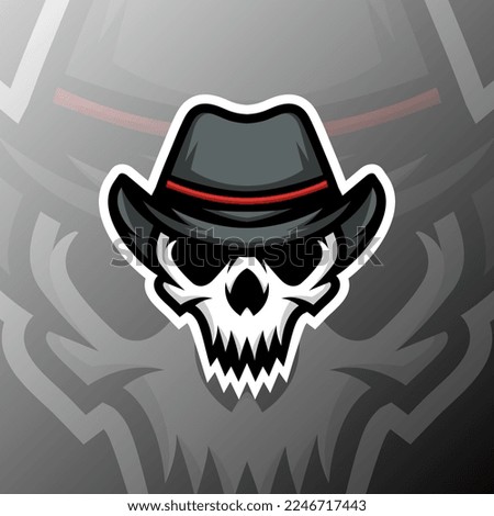 vector graphics illustration of a cowboy skull in esport logo style. perfect for game team or product logo