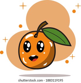 Ilustración gráfica vectorial de naranjas lindas, hoja y tallo. Perfecto para pegatinas, postas, pancartas, símbolos y más.