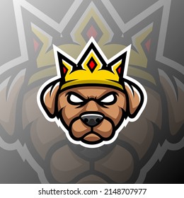 vector graphics illustration of a dog king in esport logo style. perfect for game team or product logo