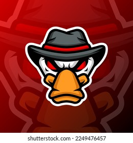 vector graphics illustration of a duck cowboy in esport logo style. perfect for game team or product logo